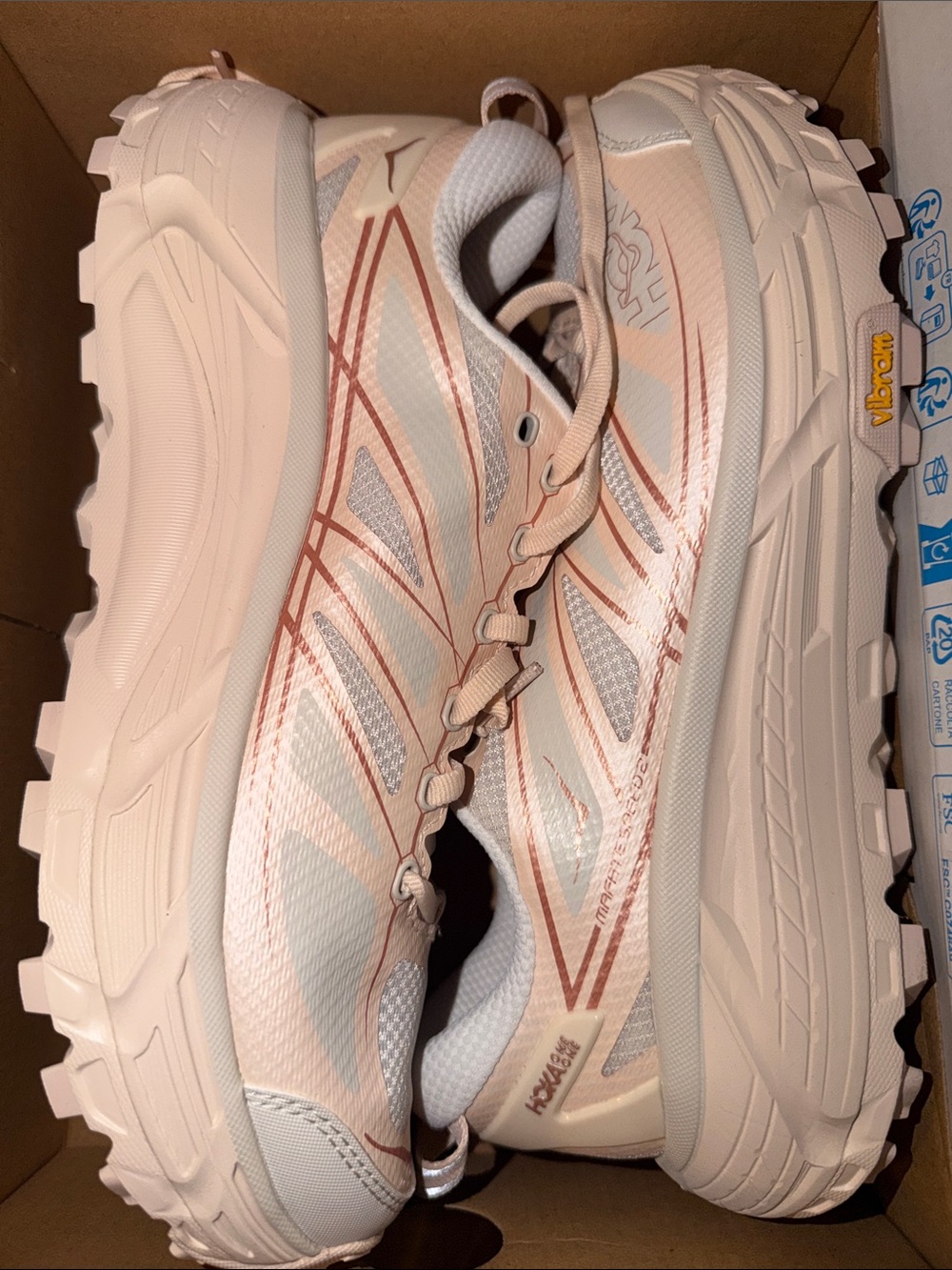 Hoka Women's Athletic Trail Shoes — Blush Pink and White